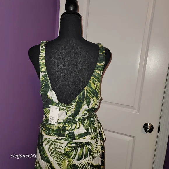 H & M Safari  style  faux-wrap Sleeveless Dress Sz: Large  NWT - Picture 3 of 12